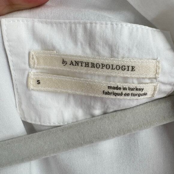 Anthropologie Mini Dress Womens SM White Tiered Flowy Ruffle V Neck Summer Sun - Picture 6 of 11